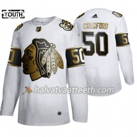Lasten NHL Chicago Blackhawks Pelipaita Corey Crawford 50 Adidas 2019-20 Golden Edition Valkoinen Authentic